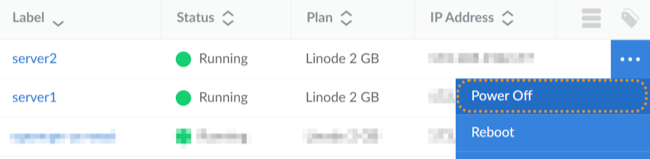 Power Off a Linode origin server.